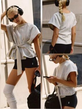 Free People For The Win Tee in Oatmeal Heather NWOT, M
